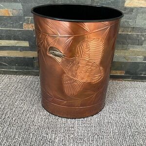 G. E. Hentzi Copper Embossed Waste Bin with Bird Design
